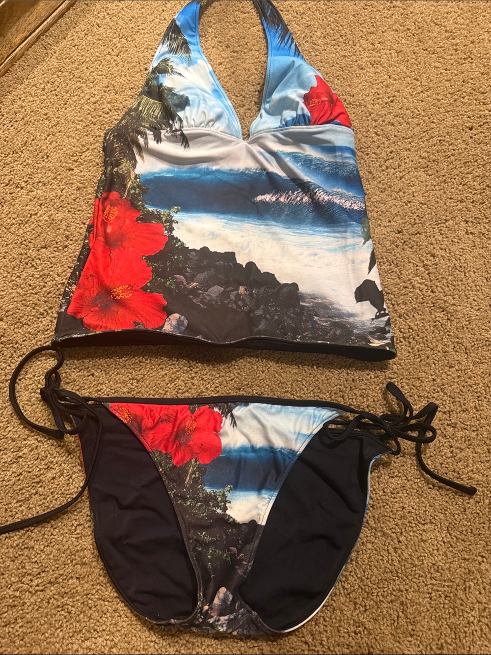 Aaron Chang Reversible Halter Tankini Set, never worn.